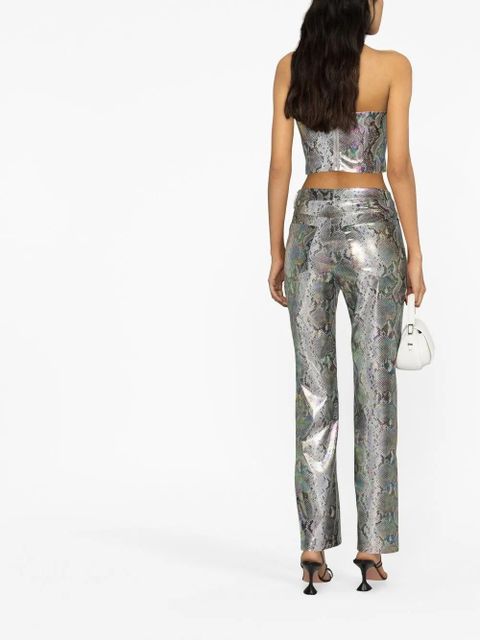 ROTATE BIRGER CHRISTENSEN metallic snakeskin bandeau top - Silver