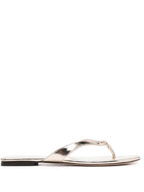 Tory Burch flat leather flip-flops - Gold - zdjęcie produktu nr 1