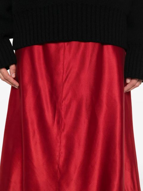 KHAITE satin midi skirt - Red