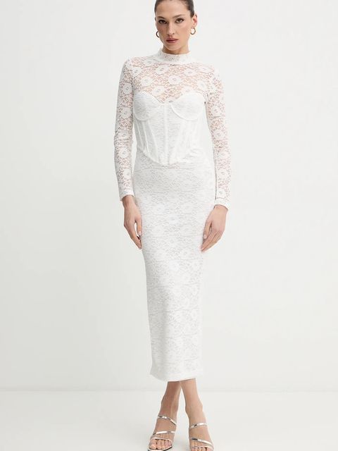 Bardot sukienka kolor beżowy maxi dopasowana 60189DB - zdjęcie produktu nr 1