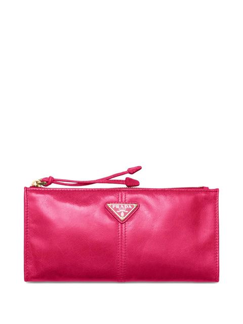 Prada enamelled triangle leather wallet - Pink - zdjęcie produktu nr 1