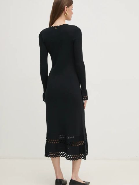 Twinset sukienka kolor czarny midi prosta 251TP3050