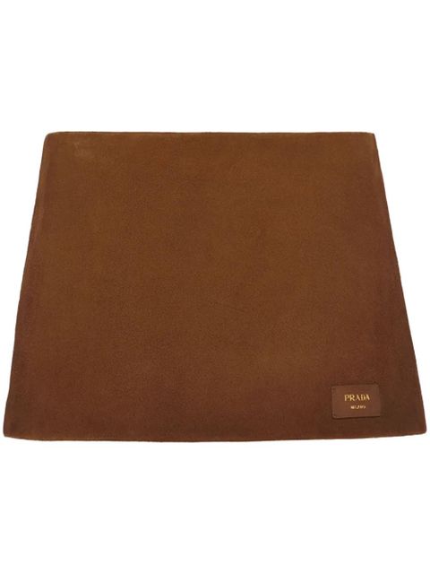 Prada logo-patch suede miniskirt - Brown - zdjęcie produktu nr 1