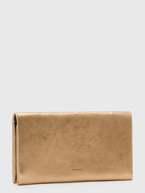 AllSaints portfel skórzany HARLUNA damski kolor złoty W208XD