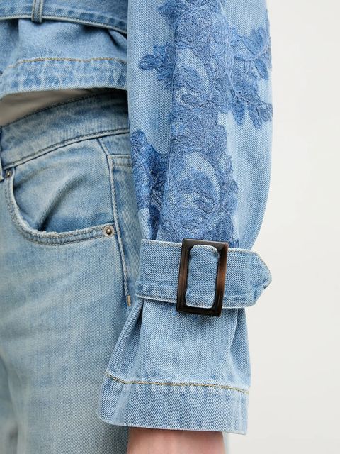 ERMANNO Firenze kurtka jeansowa kolor niebieski przejściowa 56TD002EI4