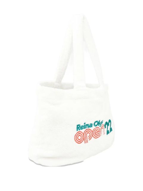 Reina Olga logo-embroidery beach bag - White