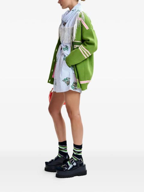 Essentiel Antwerp Jigan V-neck striped-detail cardigan - Green