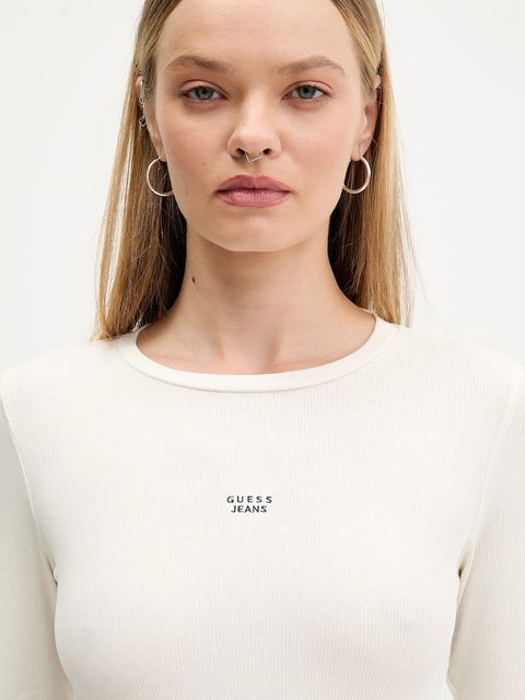 Guess Jeans longsleeve kolor beżowy W5BP01 KA0H1