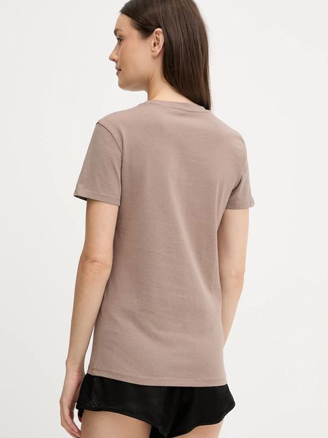 Guess t-shirt NEW CARRIE damski kolor brązowy O5RI01 KBBU1