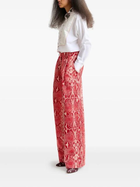 Essentiel Antwerp pleated snakeskin-print trousers - Red - zdjęcie produktu nr 2