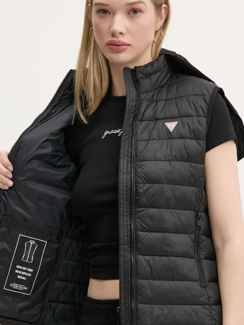 Guess Jeans bezrękawnik damski kolor czarny przejściowy W5RN55 WHAB2