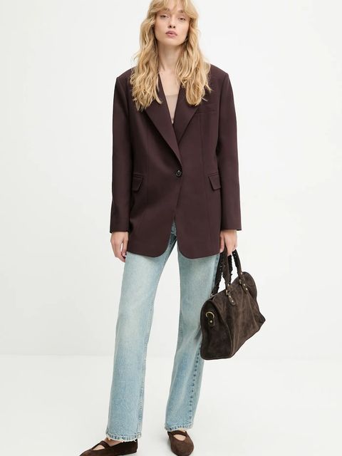 Answear.LAB marynarka kolor bordowy jednorzędowa gładka - zdjęcie produktu nr 2