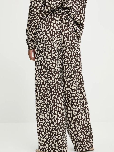 Answear.LAB spodnie damskie kolor brązowy szerokie high waist