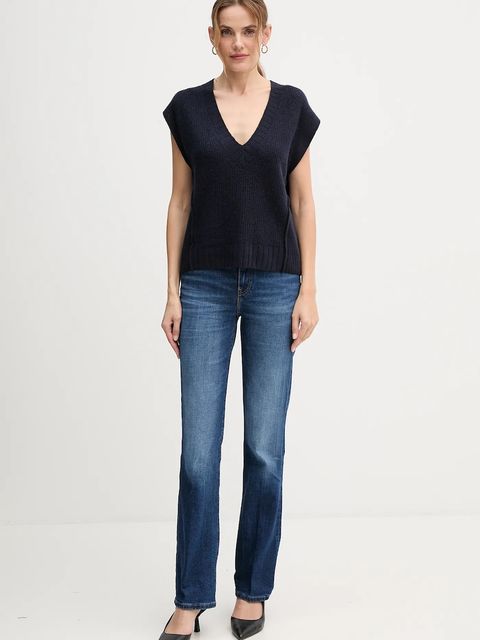 United Colors of Benetton kamizelka z dodatkiem wełny damski kolor granatowy 126WD4033