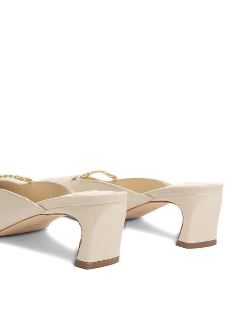 BY FAR Leda sculpted chain leather mules - White