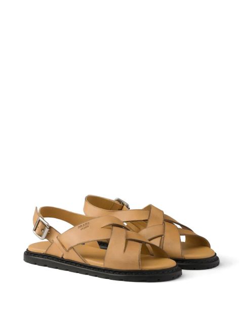 Prada Antiqued leather sandals - Neutrals - zdjęcie produktu nr 2