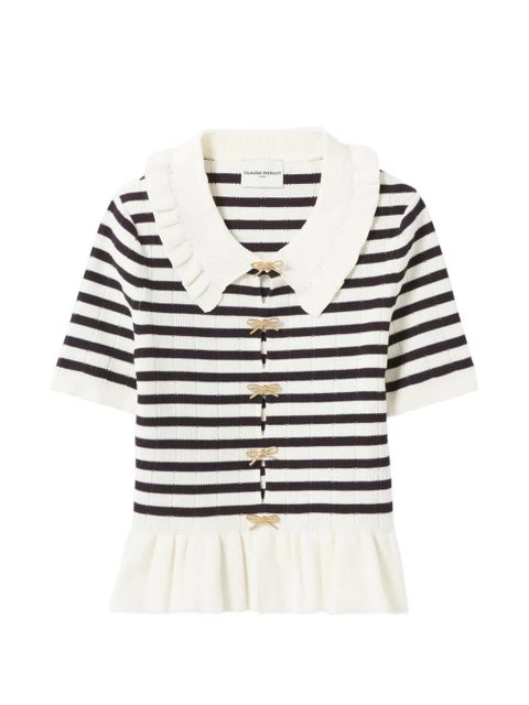 Claudie Pierlot striped ruffled sweatshirt - Neutrals - zdjęcie produktu nr 1