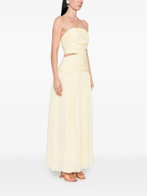 Self-Portrait square-neck scarf-detail maxi dress - Yellow