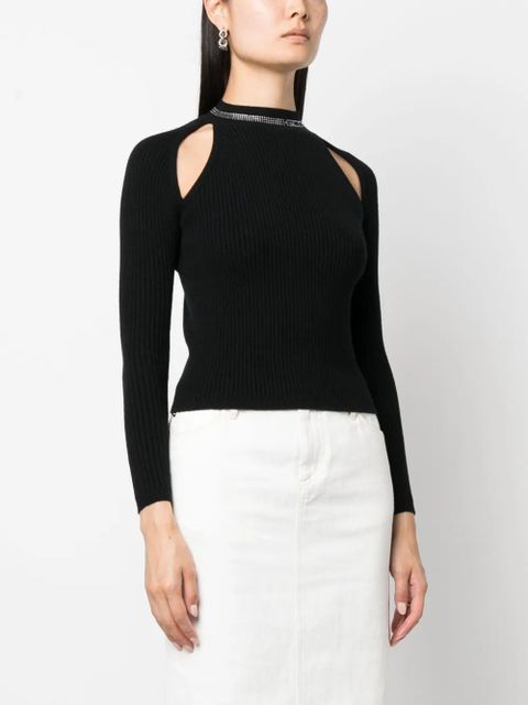 GCDS Bling rhinestone-embellished knitted top - Black