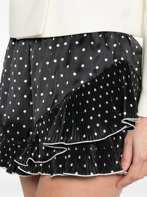 Self-Portrait polka-dot pleated shorts - Black