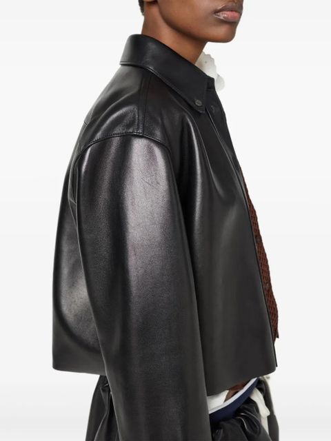 Miu Miu leather shirt jacket - Black