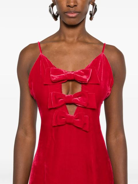 Alessandra Rich bow velvet gown - Red