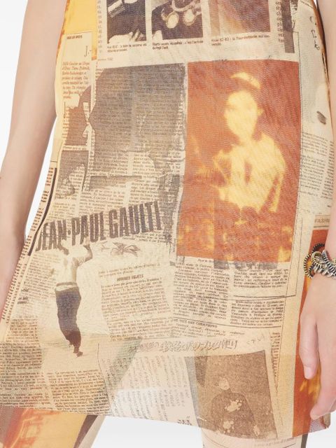 Jean Paul Gaultier journal-print mini dress - Neutrals
