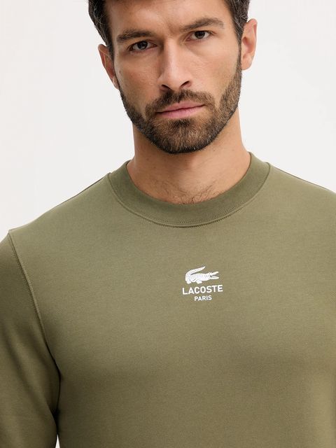 Lacoste bluza bawełniana kolor zielony z nadrukiem SH2736