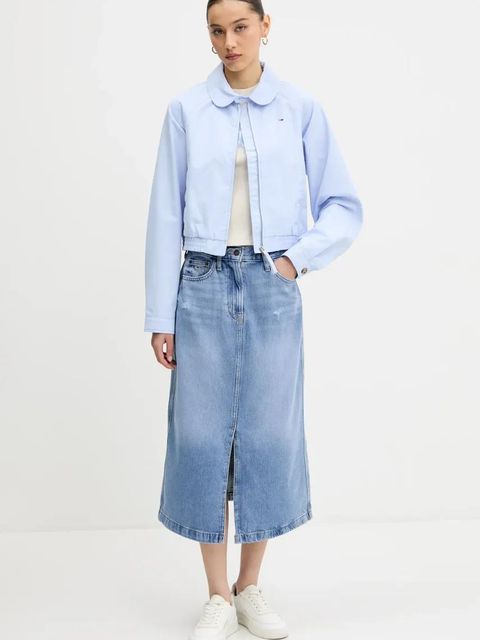 Tommy Jeans spódnica jeansowa kolor niebieski midi prosta DW0DW21292