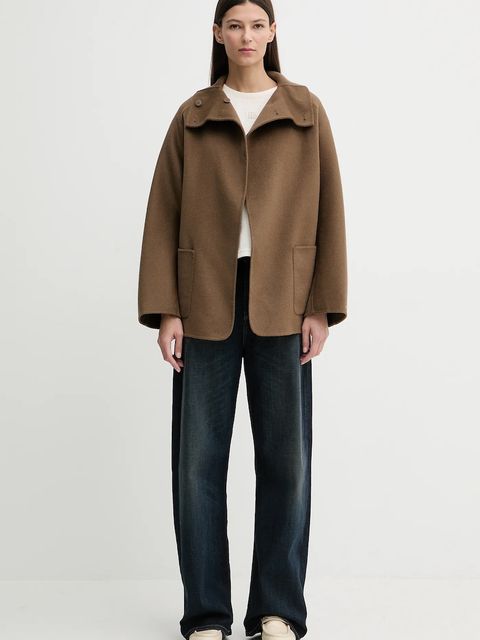 Tommy Hilfiger płaszcz z dodatkiem wełny kolor beżowy WW0WW47758 - zdjęcie produktu nr 2