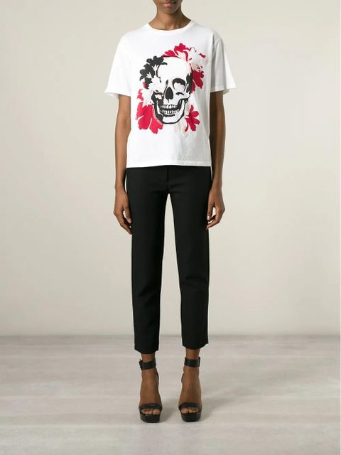 Alexander McQueen floral skull print T-shirt - White