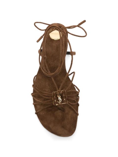 Saint Laurent Babylone lace-up strappy sandals - Brown