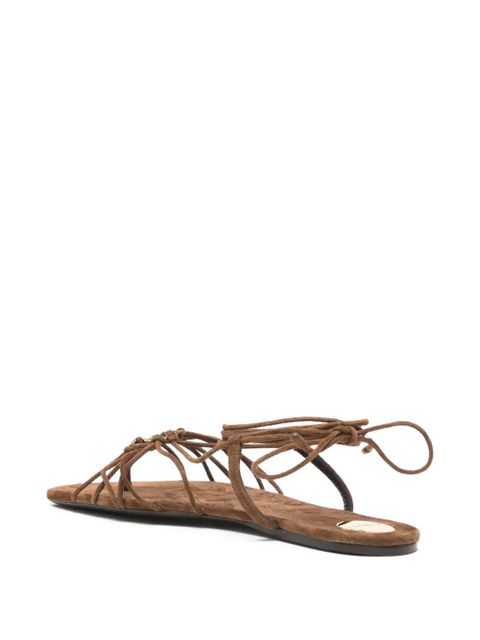 Saint Laurent Babylone lace-up strappy sandals - Brown