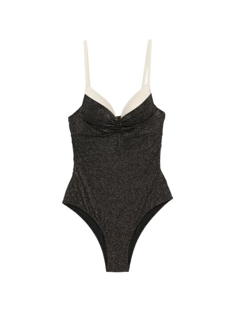 TWINSET glitter-effect ruched swimsuit - Black - zdjęcie produktu nr 1