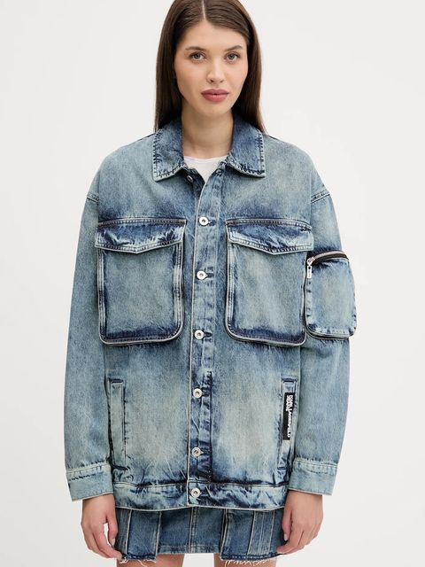 Karl Lagerfeld Jeans kurtka jeansowa kolor niebieski przejściowa oversize A3W14011 - zdjęcie produktu nr 1