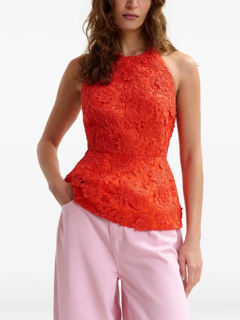 Essentiel Antwerp halterneck floral-lace top - Orange