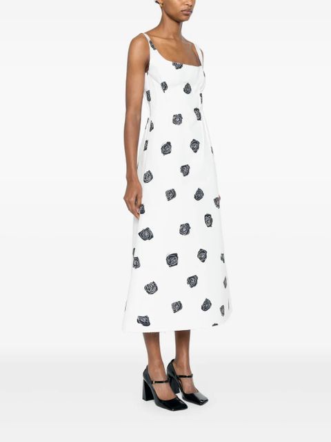 Marni rose-print midi dress - White