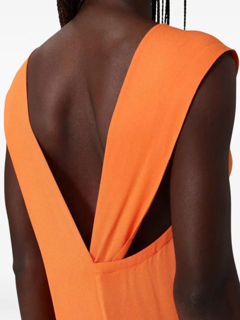 Moschino V-neck sleeveless midi dress - Orange