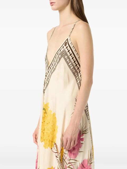 Blumarine floral print V-neck dress - Neutrals