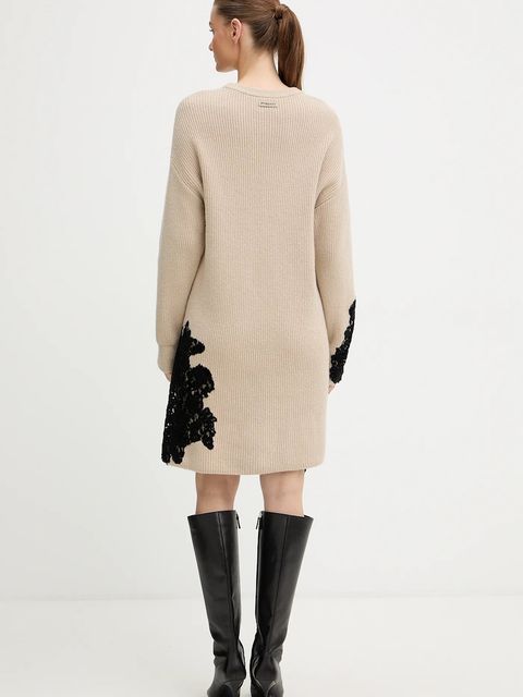 Pinko sukienka z dodatkiem wełny kolor beżowy mini oversize 105504 A2R1