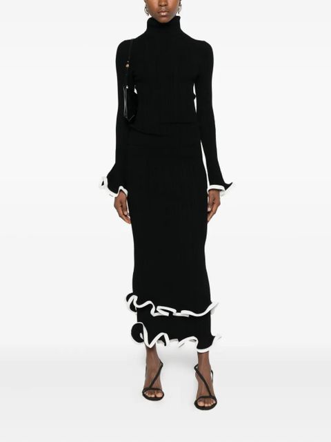 Simkhai ruffled midi skirt - Black