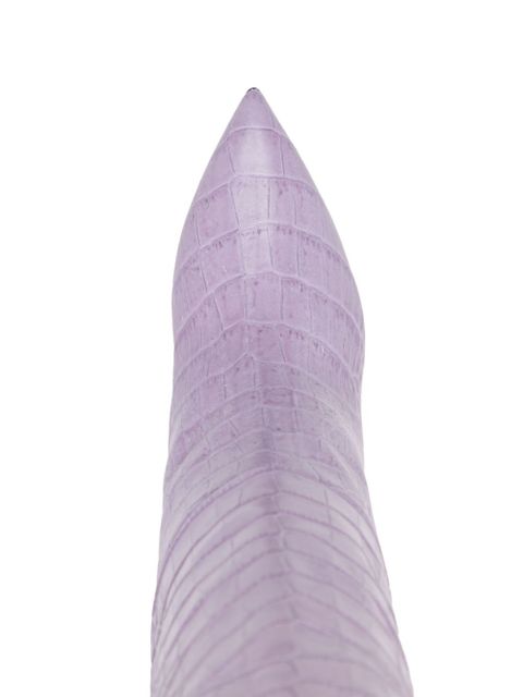 Paris Texas crocodile-embossed 100mm leather boots - Purple