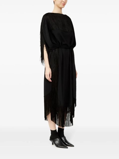 MM6 Maison Margiela fringe-detail belted midi dress - Black
