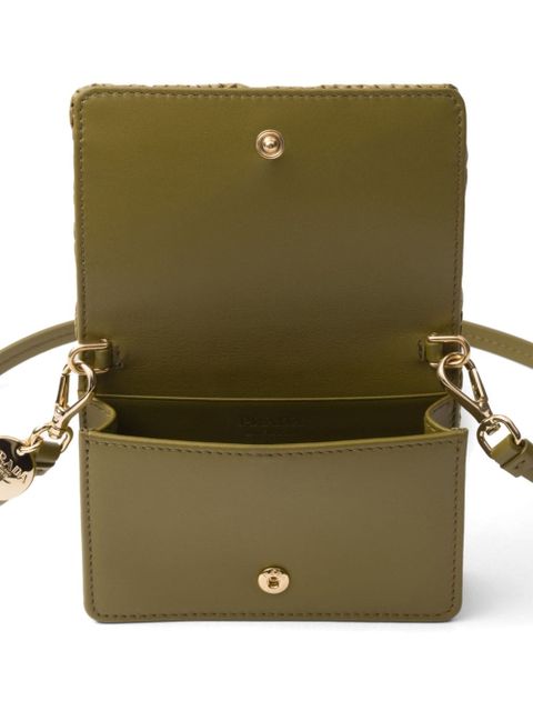 Prada enamel triangle logo crochet purse - Green