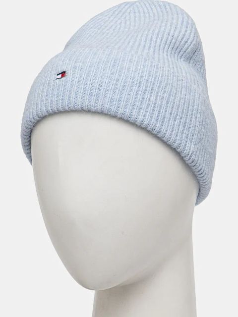 Tommy Hilfiger czapka z domieszką wełny kolor niebieski z cienkiej dzianiny AW0AW16633