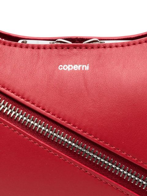 Coperni diagonal-zip leather shoulder bag - Red