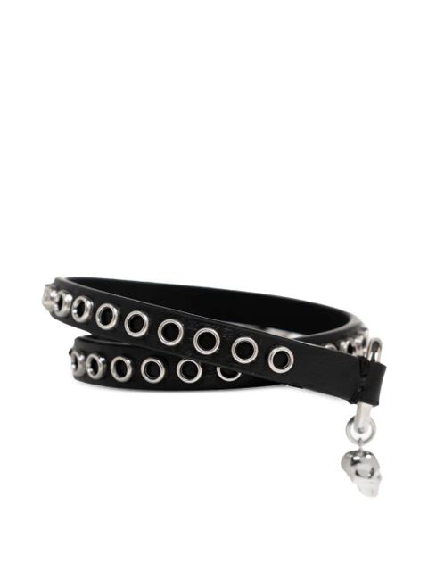 Alexander McQueen skull-charm leather bracelet - Black - zdjęcie produktu nr 2