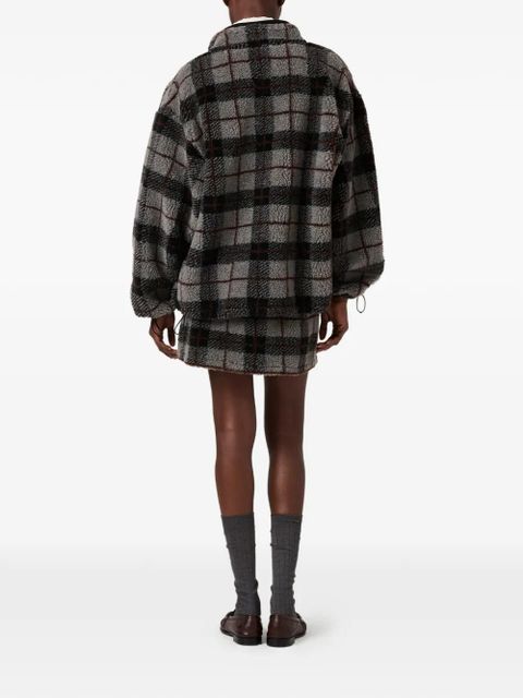 Miu Miu checked-pattern toggle mini skirt - Grey - zdjęcie produktu nr 2