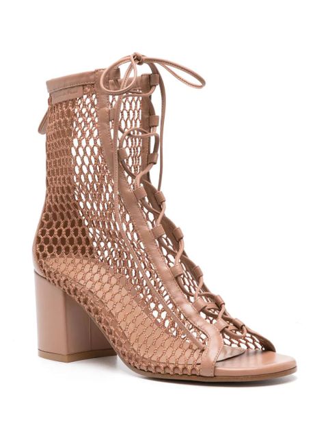 Gianvito Rossi open-knit lace-up sandals - Pink - zdjęcie produktu nr 2