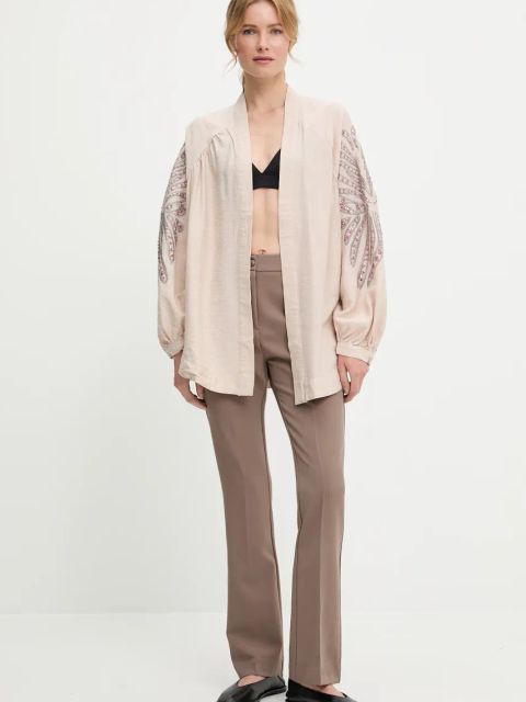 Answear.LAB marynarka kolor różowy oversize wzorzysta